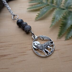 Wolf And Moon Pendant Necklace, Nature Inspired Jewelry